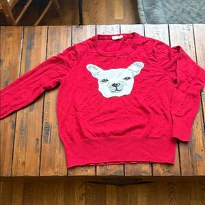 GAP Red Crewneck Sweater with White Dog Motif